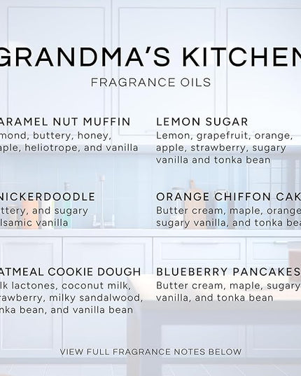Eternal Essence Oils Grandma's Kitchen Set of 6 Premium Fragrance Oils - Caramel Nut Muffin, Oatmeal Cookie Dough, Snickerdoodle, Orange Chiffon Cake, Lemon Sugar, and Blueberry Pancakes - 10ML