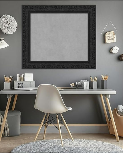 Amanti Art Black Framed Magnetic Board 27x31 Medium Vision Board for use with Magnets, 100% Metal Sheet to Display Items as Office Decor or for Home Organization in mudroom, Kitchen or Kids Room