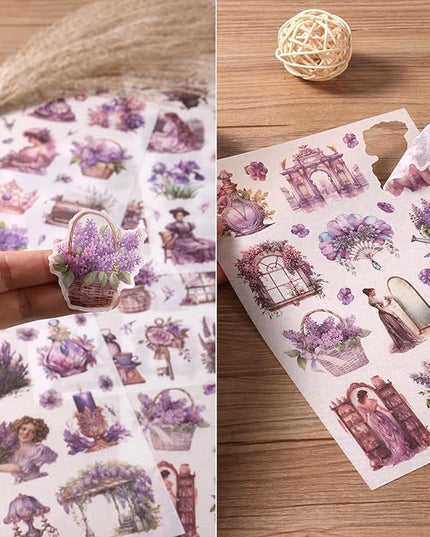 Auguro Vintage Ephemera Sticker 24 Sheets precut 300 washi Stickers Paper Girls Journal Stickers for Adults Junk Journal Sticker Book Scrapbooking Supplies