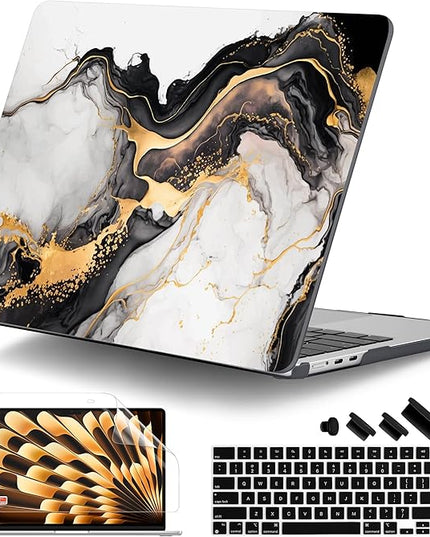 DONGKE for M4 MacBook Air 13.6 Inch Case 2025 2024 2023 2022 Model A3240 A3113 A2681 M3 M2 Chip, Plastic Hard Shell Case Cover with Touch ID for MacBook Air 13 Inch M4 - Abstract Marble
