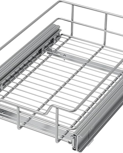 Pull Out Cabinet Organizer 11" W X 17" D, Slide Out Drawers For Kitchen Organizers and Storage, Pull Out Drawers For Cabinets Capacity Heavy Duty Caddy, Cabinet Shelves Chrome-Plated, Bathroom Pantry