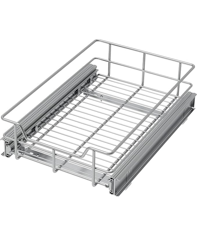 Pull Out Cabinet Organizer 11" W X 17" D, Slide Out Drawers For Kitchen Organizers and Storage, Pull Out Drawers For Cabinets Capacity Heavy Duty Caddy, Cabinet Shelves Chrome-Plated, Bathroom Pantry