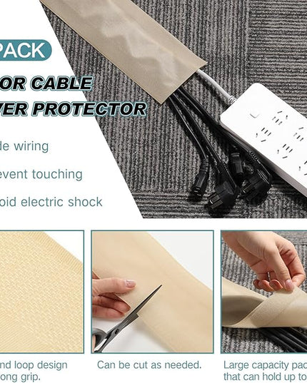 WILLBOND Carpet Cord Cover Cable Protector Floor Cover Cable Protector Management Only for Commercial Office Carpet(98.43 ft,Khaki)