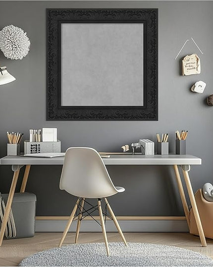 Amanti Art Black Framed Magnetic Board 27x27 Medium Vision Board for use with Magnets, 100% Metal Sheet to Display Items as Office Decor or for Home Organization in mudroom, Kitchen or Kids Room