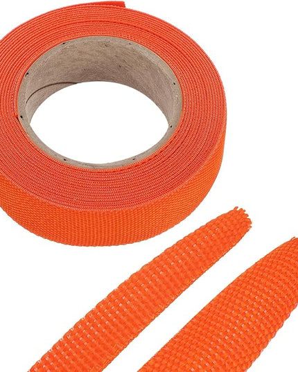 MECCANIXITY Braided Cable Sleeves Heat Shrinkable Fabric Sleeving, 5/8" 16ft Orange 2:1 Ratio Heat Shrinkable Cord Protector for Harness Cable, Network Cable Protection, Cable Management