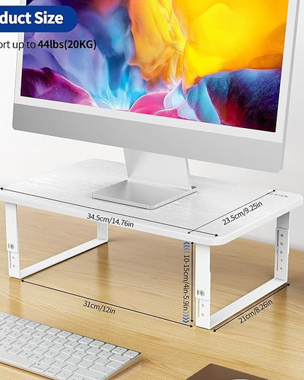 BESIGN MS01 Monitor Stand Riser, Height Adjustable Laptop Stand, Computer Monitor Stand for Monitor, Computer,Laptop,Printer (White)