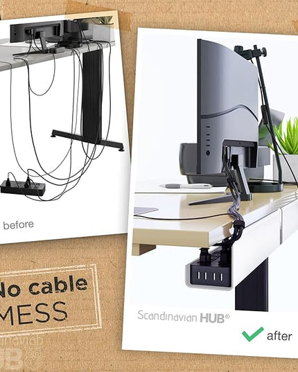 No-Screw Under Desk Cable Management Tray - Self-Adhesive Installation, Cord Management, Cable Tray, Under Desk Wire Organizer - White Single Tray