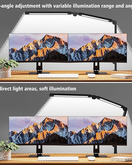 LED Desk Lamp with Clamp, Adjustable Swing Arm for Home Office, Dimmable Tempering Eye Care, Bright Modern Led Table Lamp for Nail Tech Architect, Flexible Tall Task Table Light