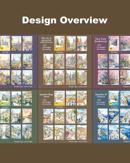 AuriicLeaf Travel Scenery PET Sticker Set, 60PCS Large Landscape Scrapbook Supplies for Journaling, DIY Crafts and Planner