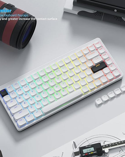 Womier Keycaps, Low Profile Keycaps, Shine Through Custom PBT Keyboard Key caps for 60% 65% 75% 80% 100% Cherry Gateron MX Switches Mechanical Keyboard,White Backlight