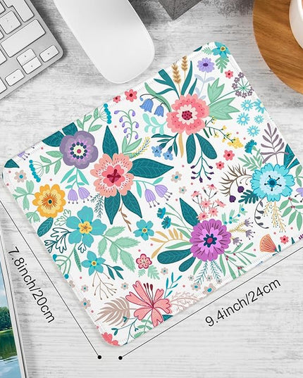 Flower Square Mouse Pad,Non-Slip Rubber Base Mouse Pad,Home Office Decoration Desktop Accessory,Laptop Mouse Pad for Office Laptops,9.4x7.8x0.12inch 6
