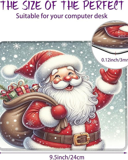 Christmas Yuletide Mouse Pad Square MousePads Non-Slip Rubber Base Mouse Mat Desk Pad with Stitched Edge for Desk Computers Laptop Office, 9.5x8 Inches