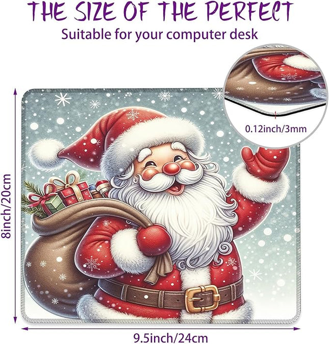 Christmas Yuletide Mouse Pad Square MousePads Non-Slip Rubber Base Mouse Mat Desk Pad with Stitched Edge for Desk Computers Laptop Office, 9.5x8 Inches