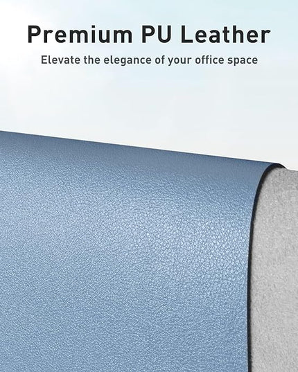 Aothia Leather Desk Pad Protector, Office Mat, Large Mouse Pad, Non-Slip PU Leather Blotter, Laptop Desk Pad, Waterproof Writing Pad for Office and Home (Denim Blue, 31.5" x 15.7")