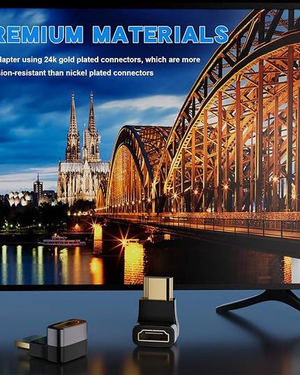 PANPEO 8K@60Hz Right Angle HDMI Adapter, 90 Degree and 270 Degree HDMI Adapter (4 Pack)