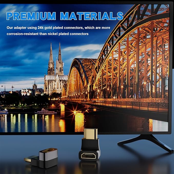 PANPEO 8K@60Hz Right Angle HDMI Adapter, 90 Degree and 270 Degree HDMI Adapter (4 Pack)