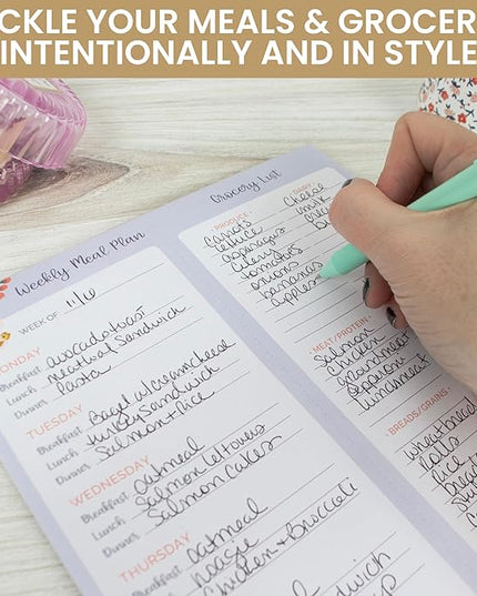 bloom daily planners Weekly Magnetic Meal Planning Pad for Fridge with Tear-Off Grocery Shopping List - Hanging Food/Menu Organizer Notepad with Magnets - 8.5” x 11”
