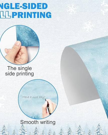 EggSun 250Pcs Christmas Winter Stationery Paper and Envelope Set with 100 Letterhead Papers and 50 Envelopes, 10 Design for Letter Writing Invitations Computer Holidays Party Notes, 8.5x11 Inch-Snowy