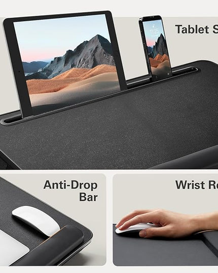 HUANUO Laptop Bed Desk, Laptop Tray Computer Lap Desk for Bed Couch Sofa Floor, Bed Tray for Working, Eating, Foldable Lap Stand Table with Height Adjustment & 35° Adjustable Tilt Angle, HNLD19