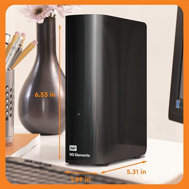 Western Digital 12TB Elements Desktop External Hard Drive, USB 3.0 external hard drive for plug-and-play storage - Western DigitalBWLG0120HBK-NESN