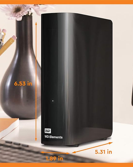 Western Digital 8TB Elements Desktop External Hard Drive, USB 3.0 external hard drive for plug-and-play storage - Western DigitalBWLG0080HBK-NESN, Black