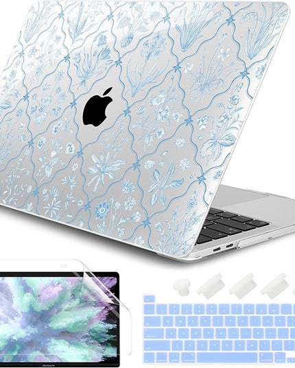 DONGKE Compatible with MacBook Pro 13 inch Case 2024 2023-2020 Release A2338 M2/M1 A2251 A2289 with Retina Display & Touch ID, Plastic Hard Shell & Keyboard Cover & Screen Film - Millefleurs