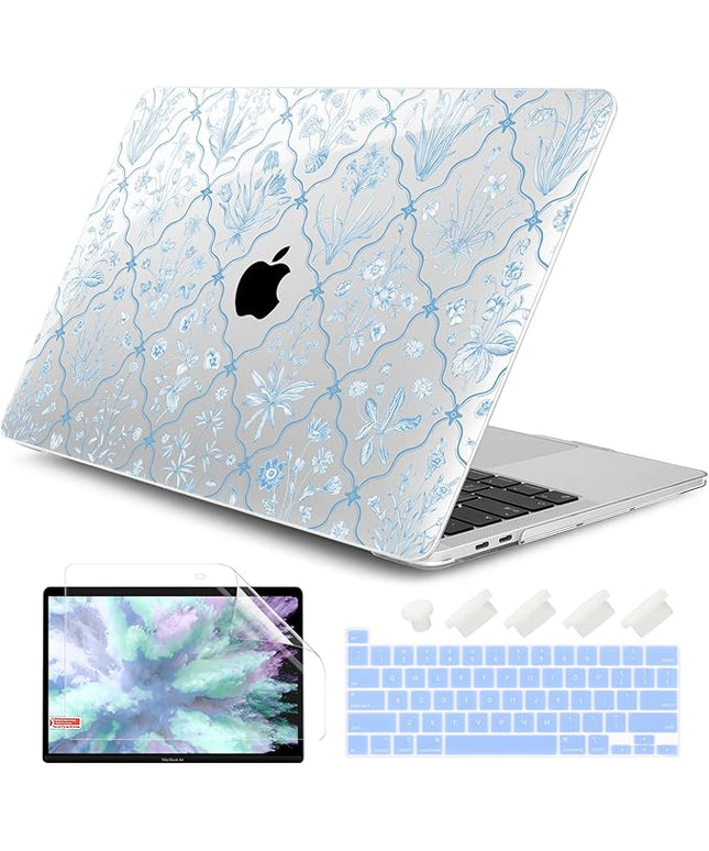 DONGKE Compatible with MacBook Pro 13 inch Case 2024 2023-2020 Release A2338 M2/M1 A2251 A2289 with Retina Display & Touch ID, Plastic Hard Shell & Keyboard Cover & Screen Film - Millefleurs