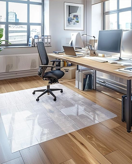 Chair Mat for Hardwood Floor, 63x51 inches Floor Mat Protector for Office Chair, Desk, Home, Frosted Pattern Rectangle Floors Protector