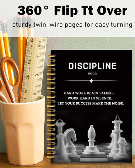 Discipline Inspirational Journal, Motivational Journal Notebook for Work, Inspirational Gifts for Women Coworker, Office Gifts for Colleague, Hardcover Spiral Notebook 5.5x8.3