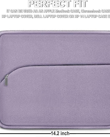 Laptop Sleeve 14 inch, Slim Portable Monitor Protective Cover with Front Pocket, Traveling Carrying Laptop Case Compatible for MacBook Air/Pro, HP, Dell, Lenovo, Acer, Lavender