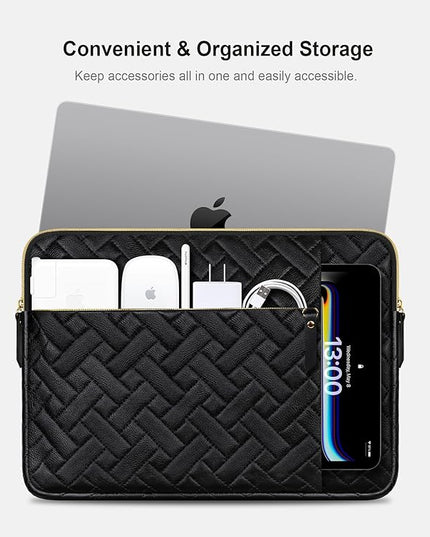 Lacdo Laptop Sleeve Case for 14 inch New MacBook Pro M5/M4/M3/M2/M1 Chips Pro Max A3434 A3112 A3401 A3185 A2918 A2992 A2779 2025-2021, 13.8" Surface Laptop 7th Copilot+PC Computer Bag, Elegant Black