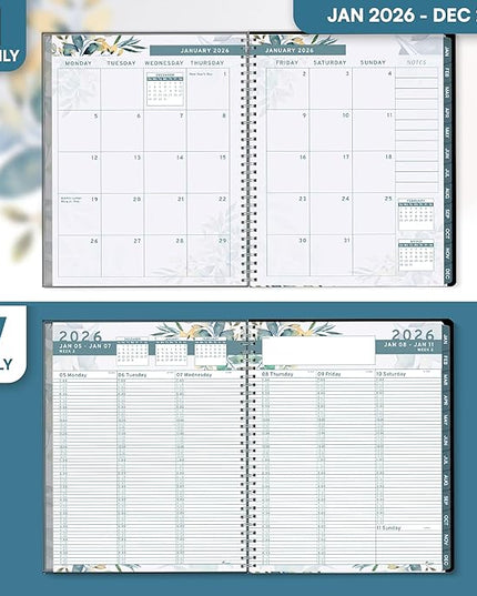 Ensight 2026 Appointment Book and Planner 8.5" x 11" Large Hourly Weekly Daily Schedule Planner with Tabs, 15 Minute Time Slots, Floral Calendar Organizer Jan 2026 – Dec 2026 Appointment Book - Floral