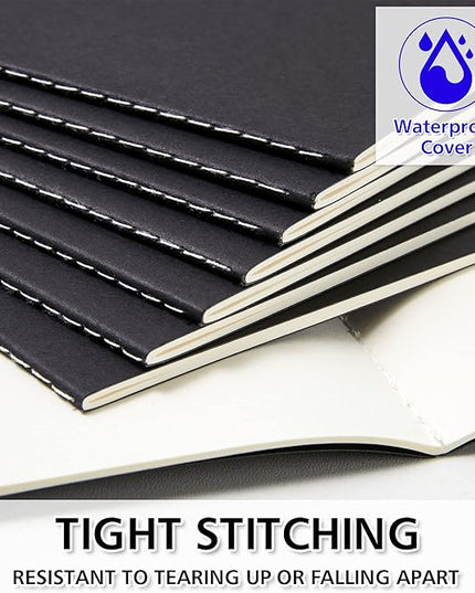 feela 170 Pack Blank Kraft Notebooks, Unlined Sketchbook Mini Cute Note Pad for Drawing Writing, Journal Bulk For Kids Students Office School Supplies, A6, 48 Pages, 4.25” X 5.5”, Black