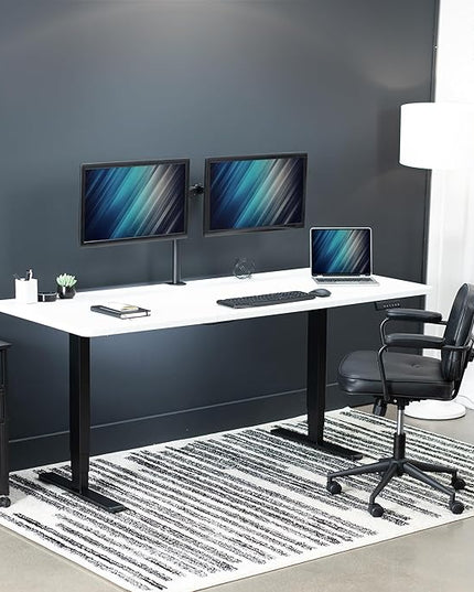 VIVO Electric 71 x 30 in Dual Motor Sit Stand Desk, Memory Height Adjustment, 2B Series, White Top Black Frame, DESK-KIT-2B7W