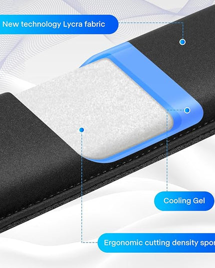 Yolanda Keyboard Wrist Rest/Pad - Cooling Gel - Stitched Edges - Keyboard Accessory,Ergonomic,Black