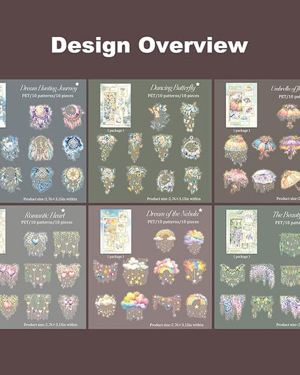 AuriicLeaf Fairy Tale PET Sticker Set, 60PCS Fantasy Scrapbook Supplies with Gold Foil Accents Waterproof Journal Stickers for DIY Crafts, Planners, and Collages