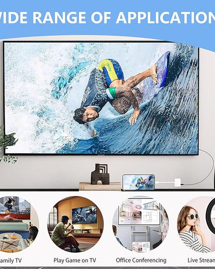 USB C to HDMI for TV, 4K@60Hz Type C to HDMI Adapter with Charging Port, iPhone to Hdmi to USB C Adapter Compatible for iPhone 16/15 Series/iPad Pro/Galaxy/MacBook Pro to HDTV Projector