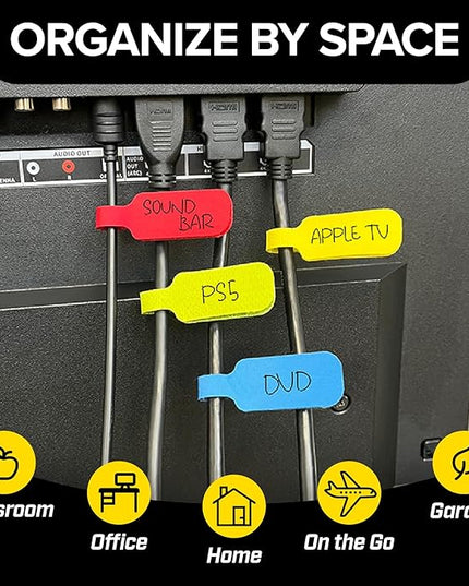 Wrap-It Storage - Cable Labels, Medium, Multi-Color (30-Pack) Write On Cord Tags for Wire Management and Identification