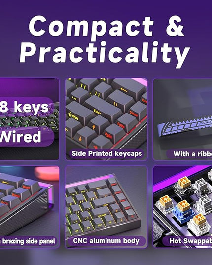 AULA Hero 68 HE Pro - Wired Gaming Keyboard with Hall Effect Magnetic Switch, CNC Aluminum Frame, 8KHz Polling Rate, RGB Box & Backlight, Side Printed Keycaps, 65% 68-key Compact Small Gamer Keyboards