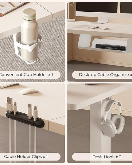 Adjustable Standing Desk, Large 79x31 Inches Standing Desk with Cable Management, Height Adjustable Home Office Computer Desk with Memory Preset& Cup Holder, White