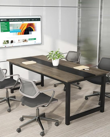 Tribesigns Modern Computer Desk, 70.8 x 31.5 inch Large Office Desk Computer Table Study Writing Desk Workstation for Home Office, Grey/Black