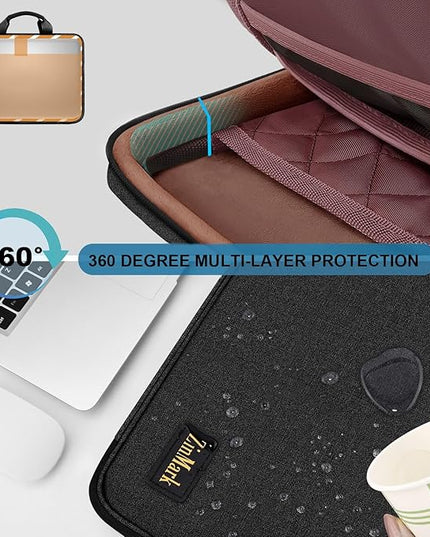 Laptop Case 15.6 Inch Briefcase Military-Grade Protection with Detachable Belt Bag, Compatible All Model of 15-16 Inch MacBook Pro and Most Popular 15.6 Inch Notebooks Chromebooks (Black)
