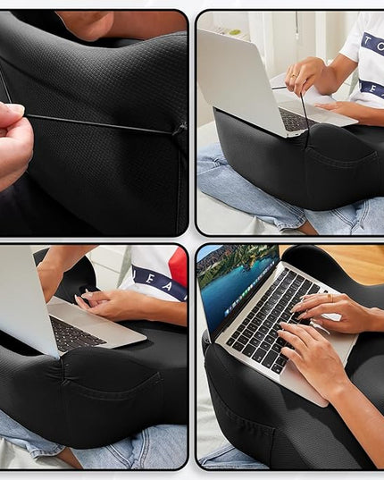 cooloo8 Lap Desk, Reading Pillow, Laptop Pillow for Lap, Portlands Portable Desk Pad for Bed, Couch, Car (Black)
