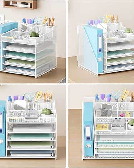 Lavatino Desk Organizer with File Holder-White