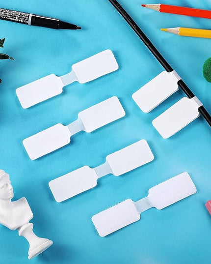 Eersida 60 Pieces Self Adhesive Cable Labels Wire Labels Nylon Writable Cord Tags Waterproof White Wire Cable Tags for Electronics Office Computers Management and Identification(Rectangle,3.54 Inch)