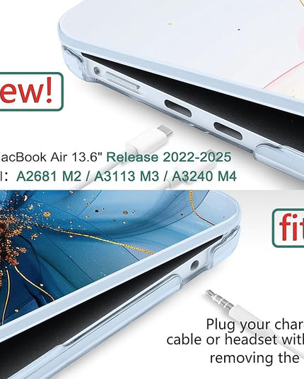 DONGKE for M4 MacBook Air 13.6 Inch Case 2025 2024 2023 2022 Model A3240 A3113 A2681 M3 M2 Chip, Plastic Hard Shell Case Cover with Touch ID for MacBook Air 13 Inch M4 - Soft Flowing Colors