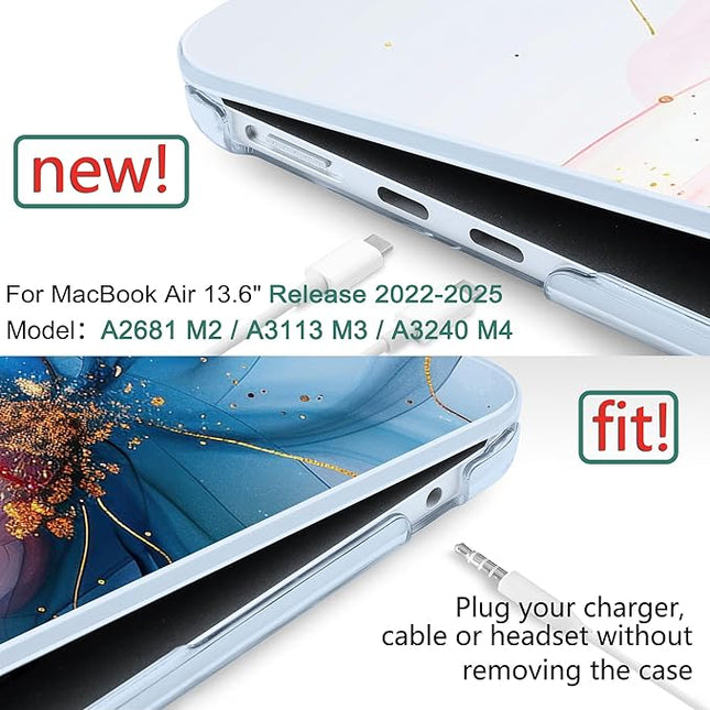 DONGKE for M4 MacBook Air 13.6 Inch Case 2025 2024 2023 2022 Model A3240 A3113 A2681 M3 M2 Chip, Plastic Hard Shell Case Cover with Touch ID for MacBook Air 13 Inch M4 - Soft Flowing Colors