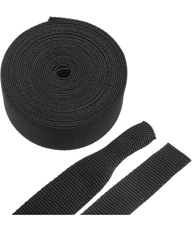 MECCANIXITY Braided Cable Sleeves Heat Shrinkable Fabric Sleeving, 7/8" 16ft Black 2:1 Ratio H Eat Shrinkable Cord Protector for Harness Cable, Network Cable Protection, Cable Management