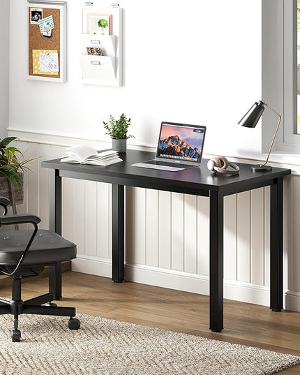 Need Small Desk, 31.5 inch Sturdy Writing Desk for Small Spaces, Computer Desk Teens Desk Study Table Laptop Desk Home Office, Black Metal Frame, Black