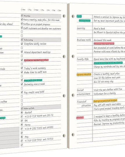 [EMSHOI Daily Planner Refill 8.5" X 11.5", 80 Sheets, 160 Pages Ring Binder Planner Inserts, Thick Cream Color Refill Paper, 100 GSM Loose Leaf, Paper Refills with Gift Box]